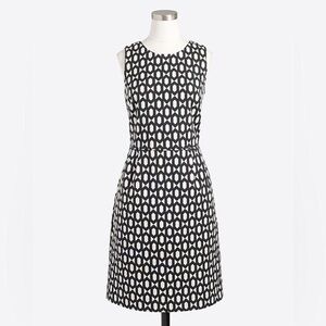 J. CREW Black White Geometric Print Sheath Dress Mini Sleeveless Sz 6 Work Party